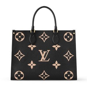 NWT Louis Vuitton Monogram Giant Empreinte OntheGo MM Bicolor Black/Beige